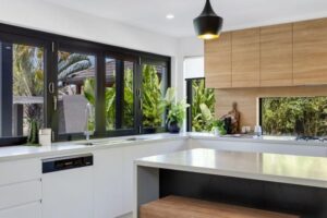 Bifold Windows as a servery in Kitchen